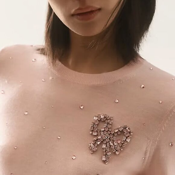 LoveShackFancy Pammie Embellished Wool Sweater - Picture 4 of 11